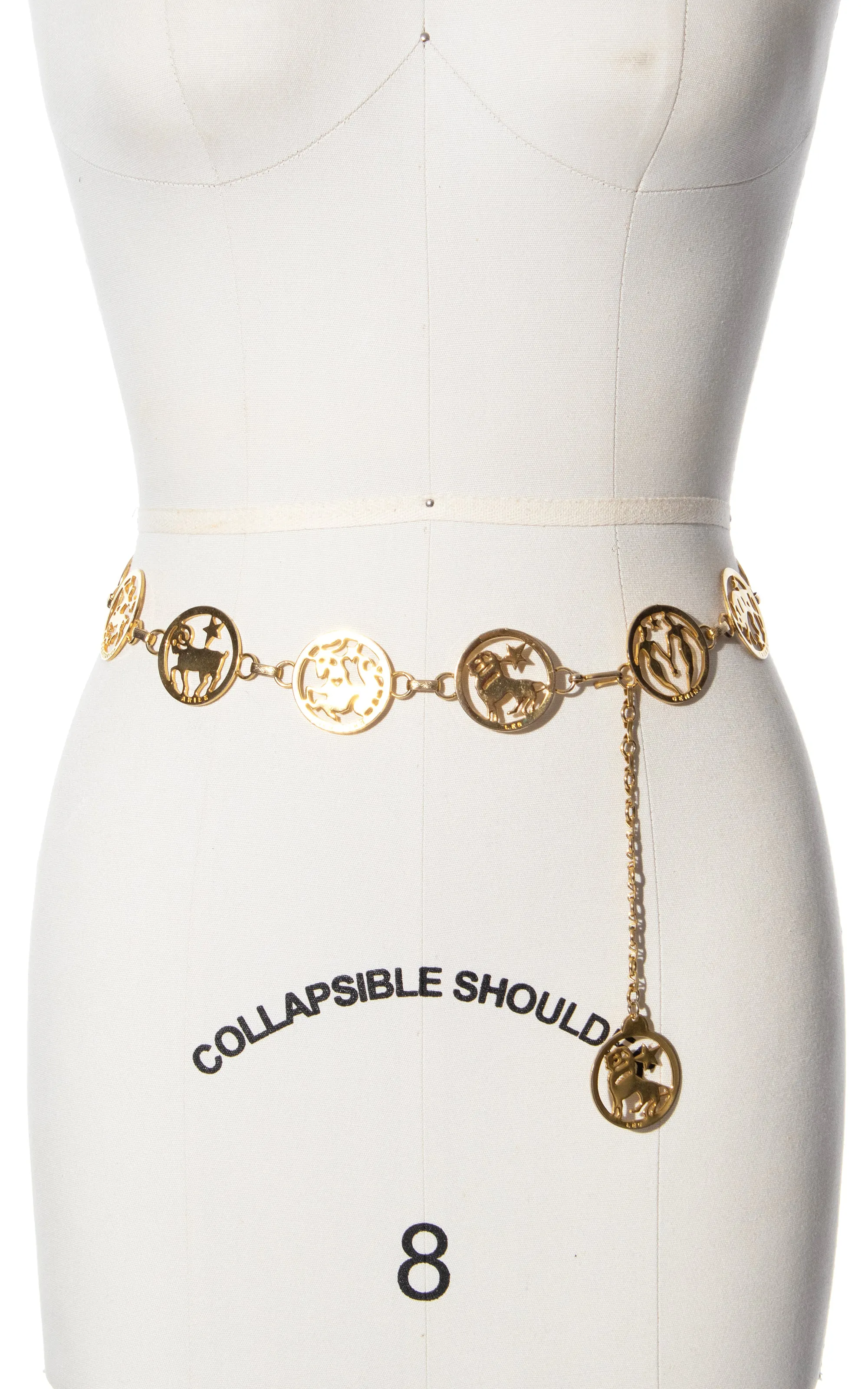 1960s 1970s Astrology Chain Belt | x-small/small/medium