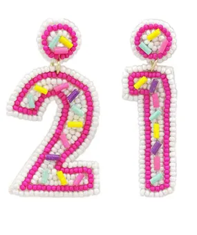 '21' Beaded Earrings