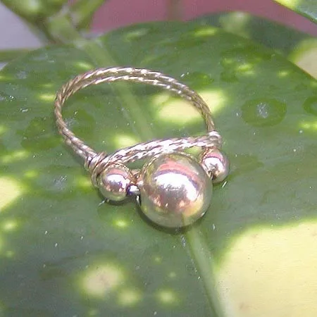 3-Bead 14kt Gold Filled Twist Wire Ring