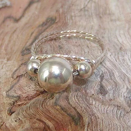 3-Bead 14kt Gold Filled Twist Wire Ring
