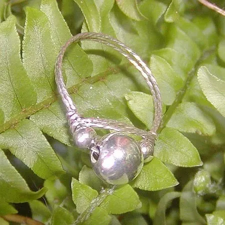 3-Bead Sterling Silver Twist Wire Ring