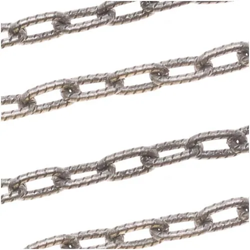 Antiqued Silver Plated Textured Cable Chain, 2.3mm, by the Foot