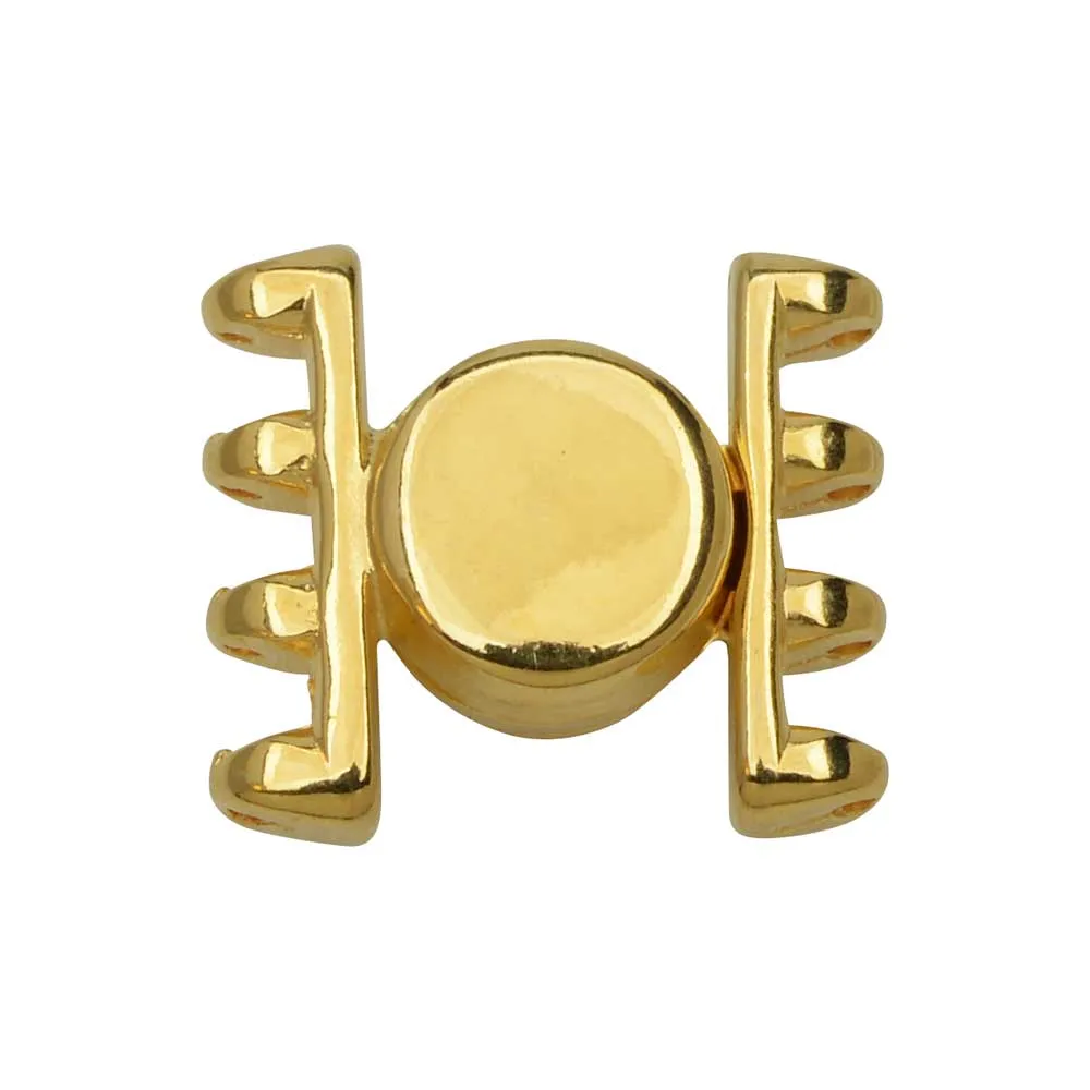 Cymbal Magnetic Clasps for SuperDuo Beads, Anteni, Round 15.5x17.5mm,  24k Gold Plated (1 Set)