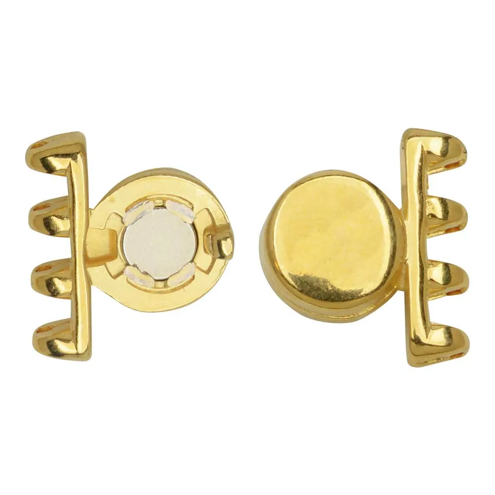 Cymbal Magnetic Clasps for SuperDuo Beads, Anteni, Round 15.5x17.5mm,  24k Gold Plated (1 Set)