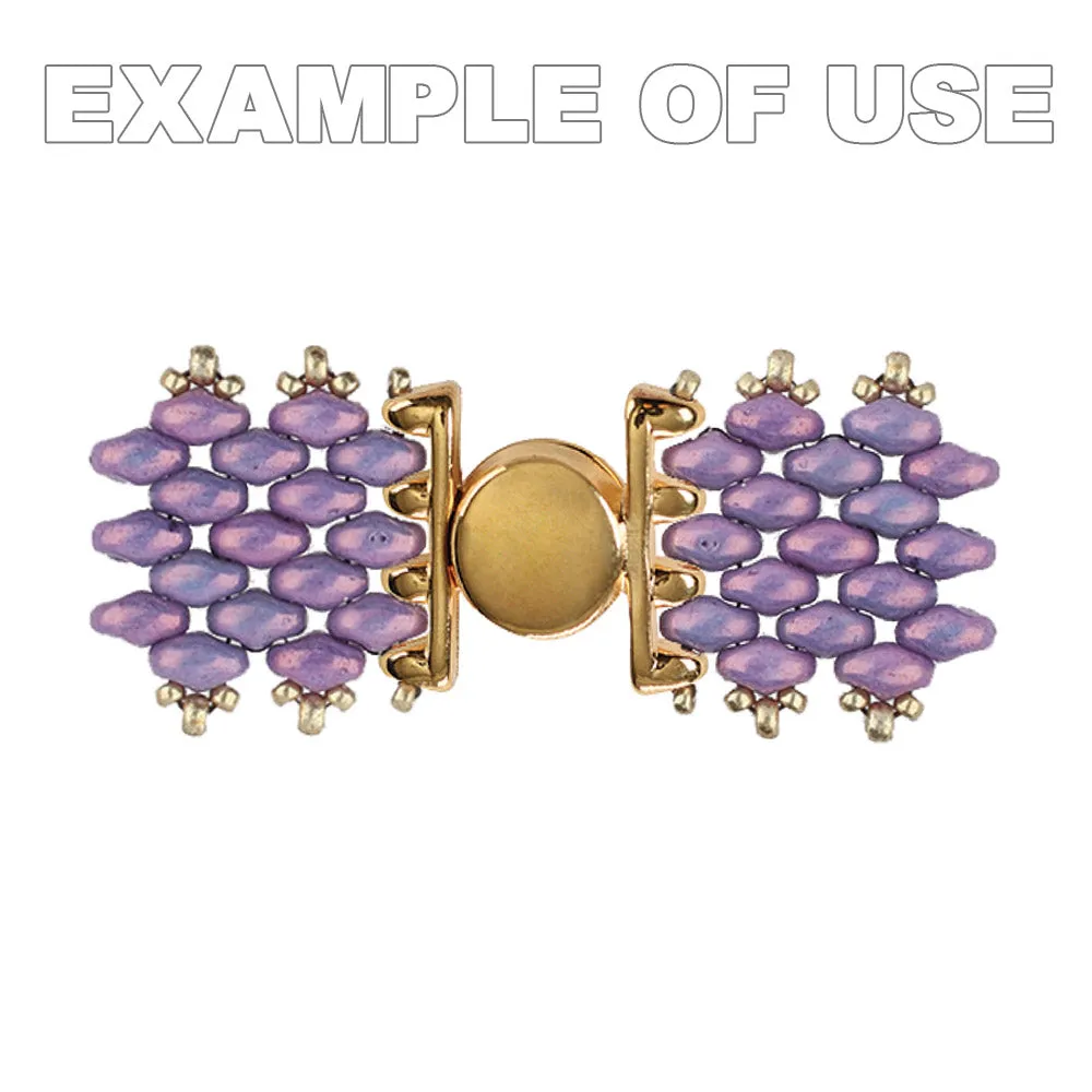 Cymbal Magnetic Clasps for SuperDuo Beads, Anteni, Round 15.5x17.5mm,  24k Gold Plated (1 Set)