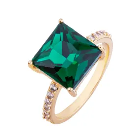 D&X London Iris Emerald Square Crystal Ring