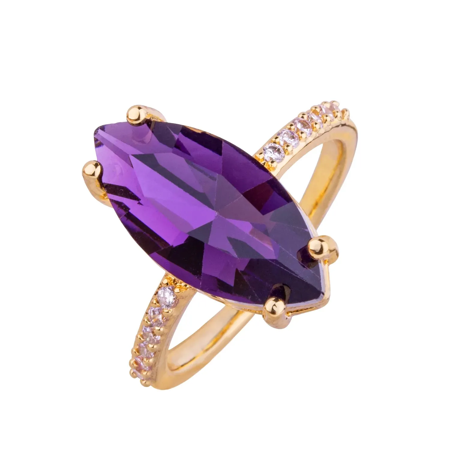 D&X London Iris Purple Oval Crystal Ring