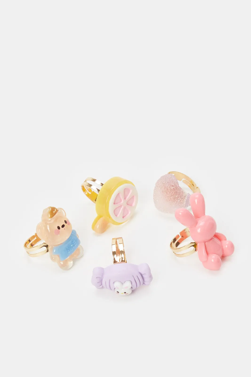 Girls Assorted Embellished Ring Set (5 Piece)