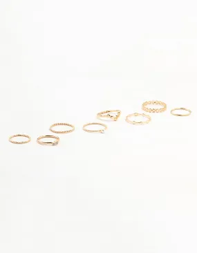 Gold Thin Mixed Stacking Rings