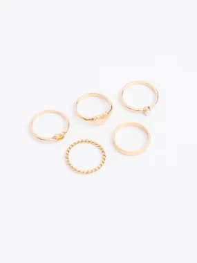 Heart Embellished Ring Set
