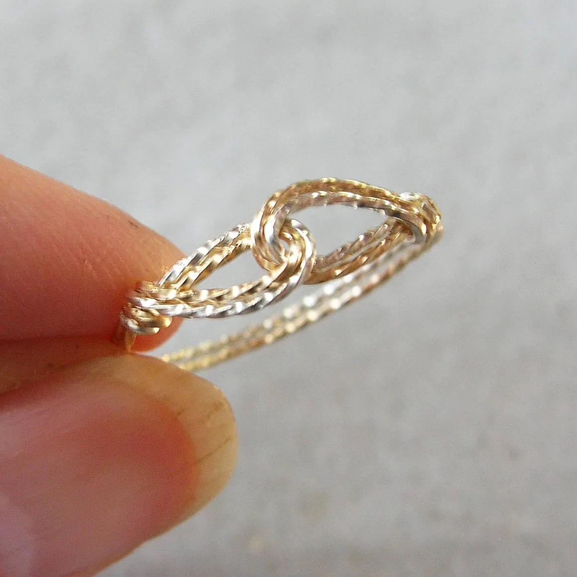 Infinity Design Gold & Silver Two Tone Twist Wire Thumb Ring