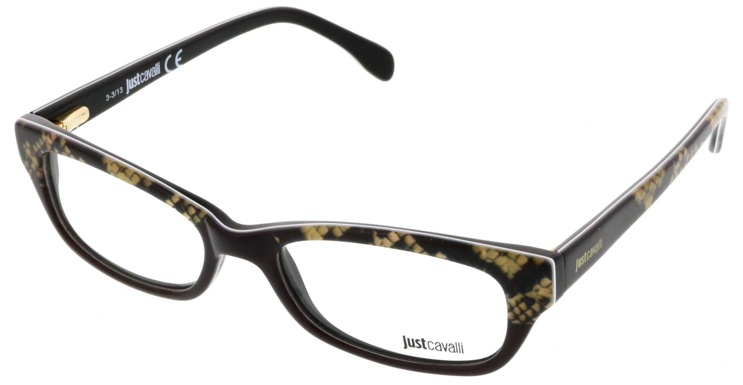 Just Cavalli JC0473/V 005 Brown Snakeskin Print Rectangle Optical Frames