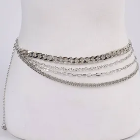 Layered Silver Chain Belt
