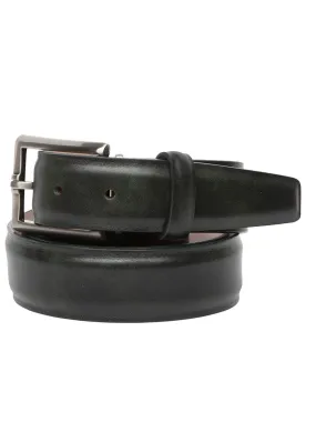 LEN Belts Italian Marbled Calf Belt in Emerald Green