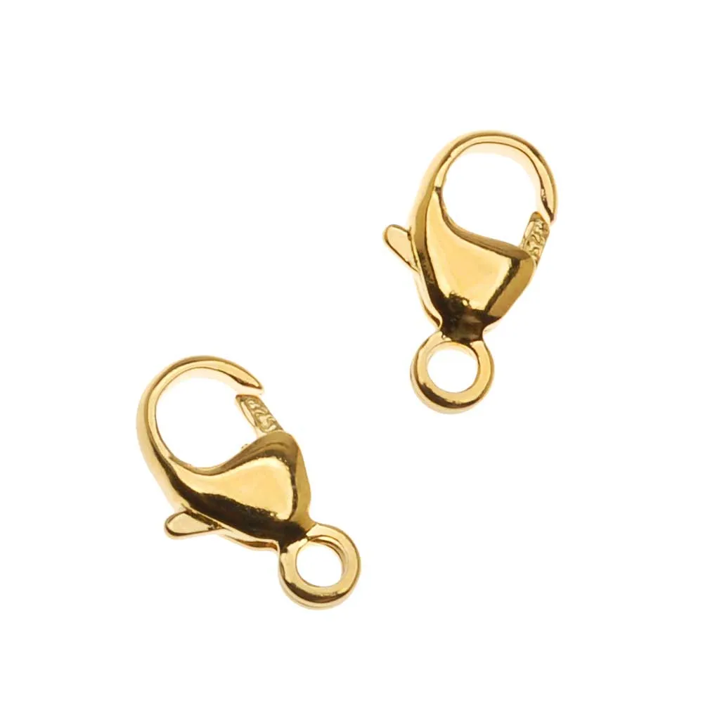 Lobster Clasps, 9.5mm, 22K Gold Vermeil (2 Pieces)