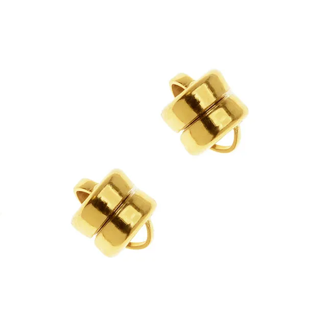 Magnetic Clasps, Round 8x6mm, 22K Gold Plated xxx (12 Sets)
