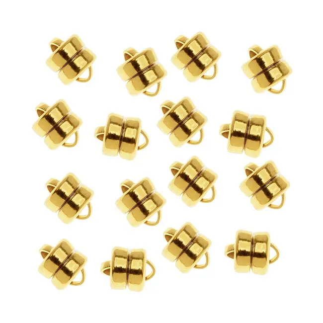 Magnetic Clasps, Round 8x6mm, 22K Gold Plated xxx (12 Sets)