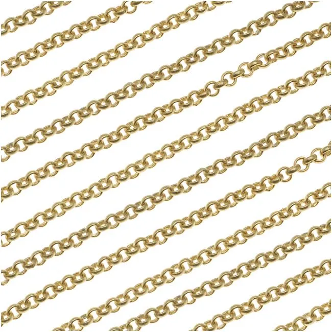 Matte Gold Plated Rolo Chain 3mm by the Foot