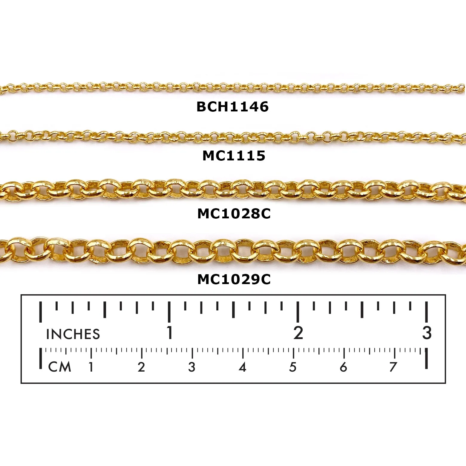 MC1115 18 Karat Gold Plated Rolo Chain
