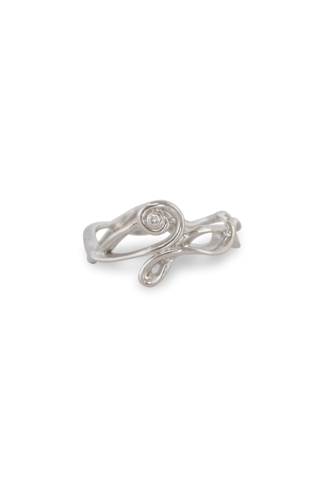 One of a Kind ~ Melt Twirl Gem Ring in White Gold