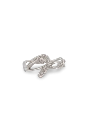One of a Kind ~ Melt Twirl Gem Ring in White Gold