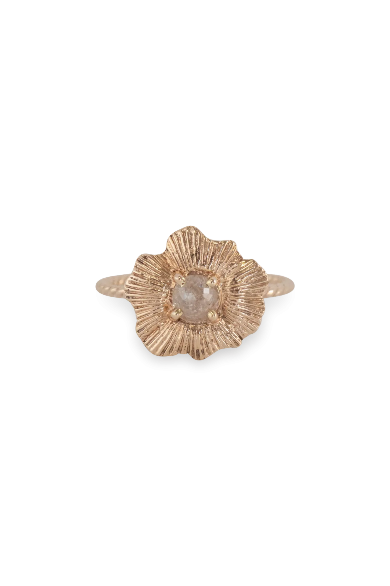 One of a Kind ~ Round Starburst Shell Ring in Yellow Gold