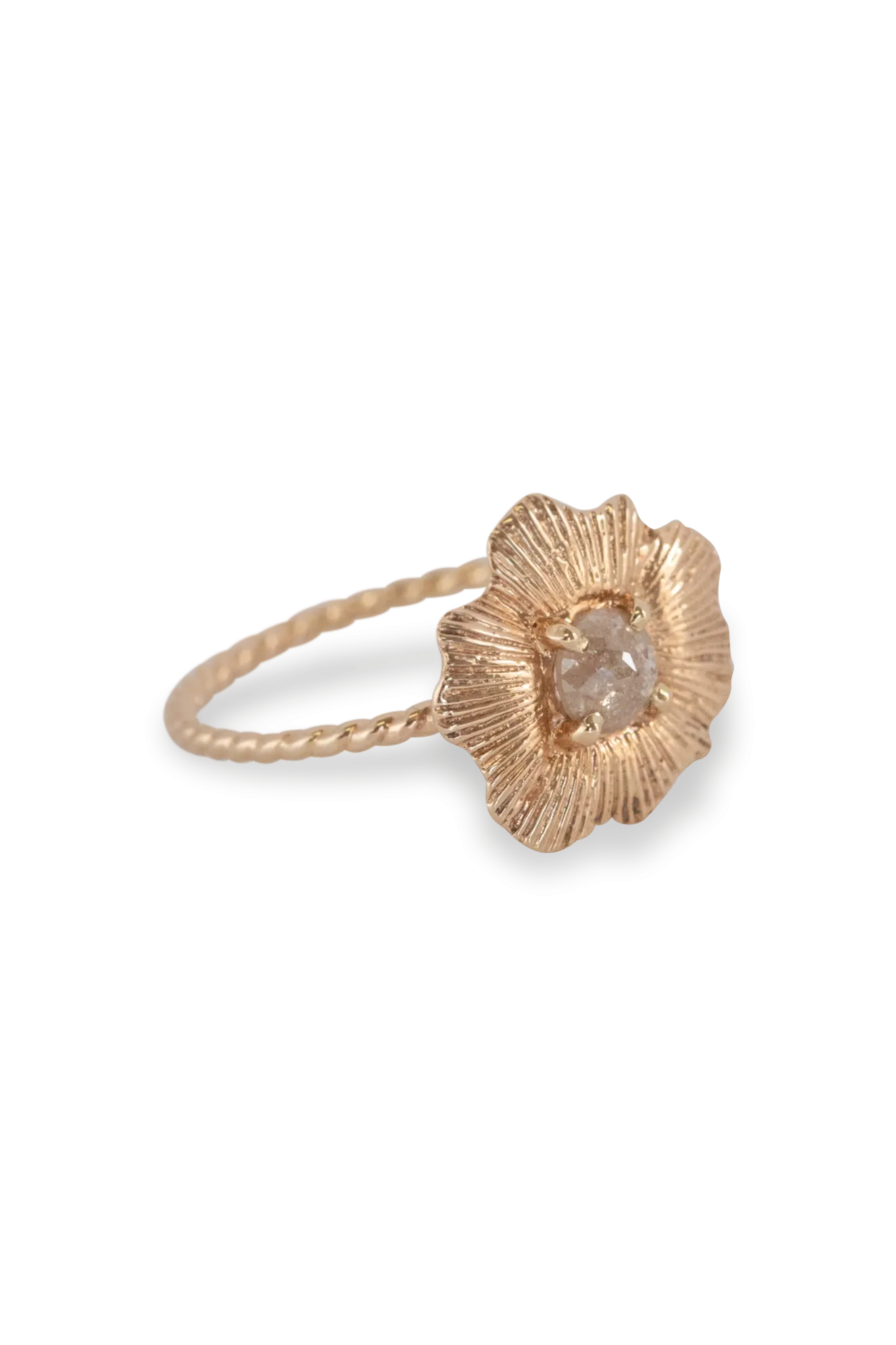 One of a Kind ~ Round Starburst Shell Ring in Yellow Gold
