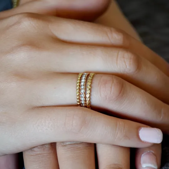 RG0911 Gold Stacking Ring with Pearls