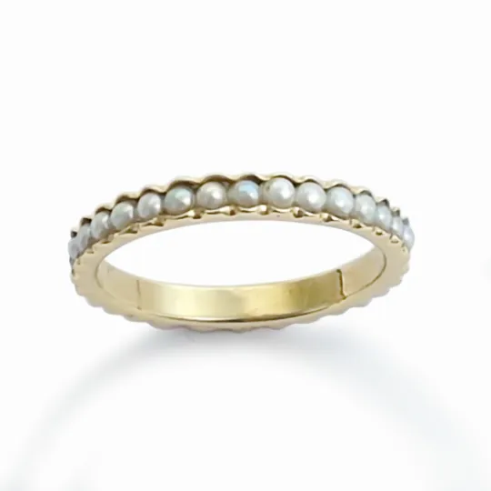 RG0911 Gold Stacking Ring with Pearls