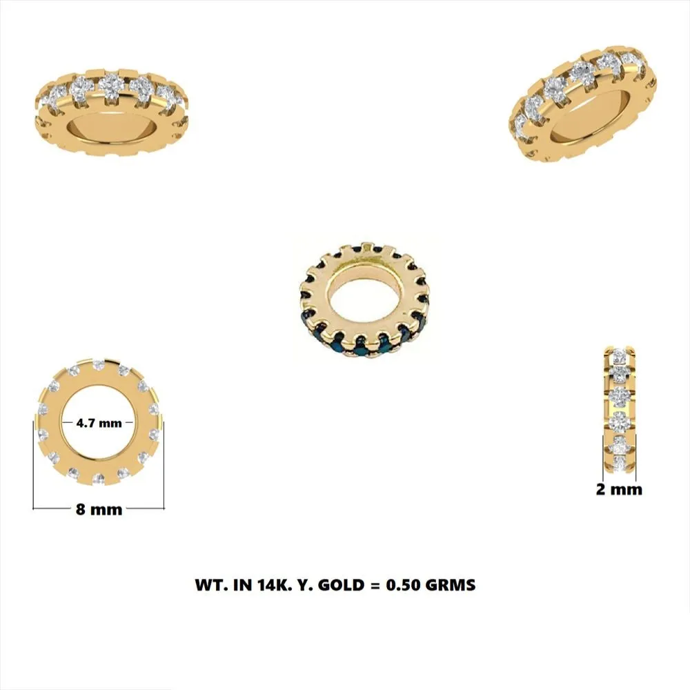 Roundel Spacer Bead Charm with Gemstone