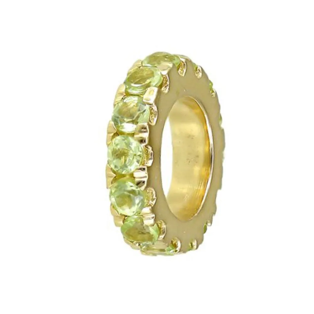 Roundel Spacer Bead Charm with Gemstone
