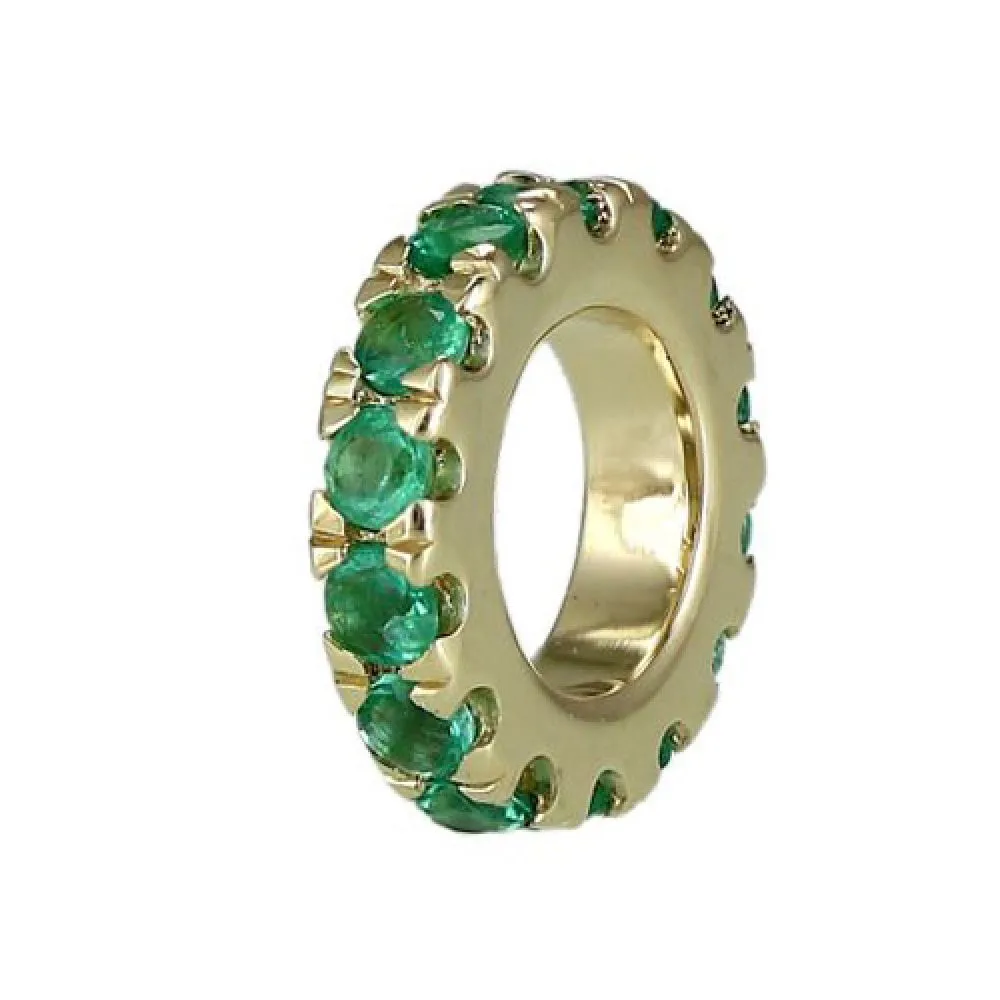 Roundel Spacer Bead Charm with Gemstone