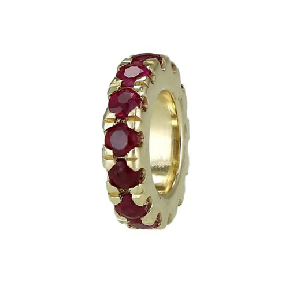 Roundel Spacer Bead Charm with Gemstone