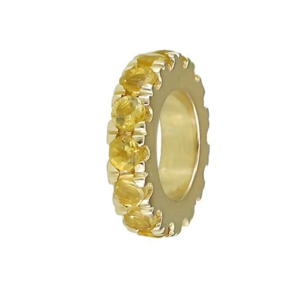 Roundel Spacer Bead Charm with Gemstone