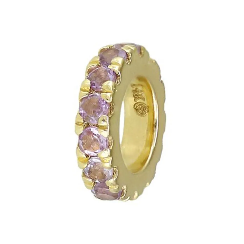 Roundel Spacer Bead Charm with Gemstone