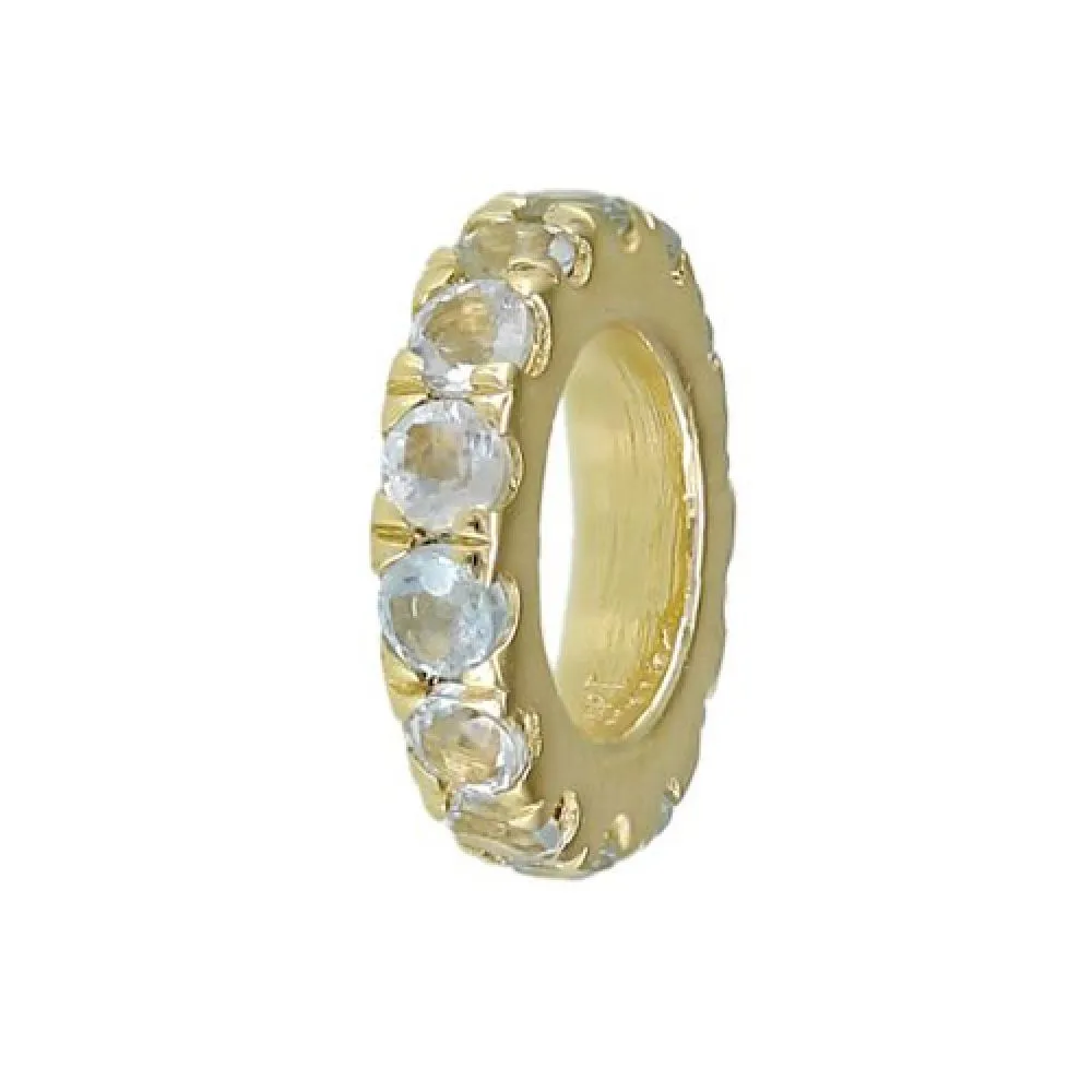 Roundel Spacer Bead Charm with Gemstone