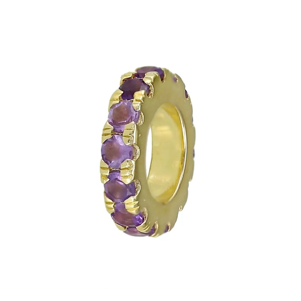 Roundel Spacer Bead Charm with Gemstone