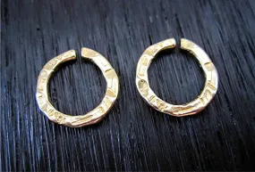 Rustic Gold Bronze Textured Artisan Round Open Jump Rings (set of 2) (N)