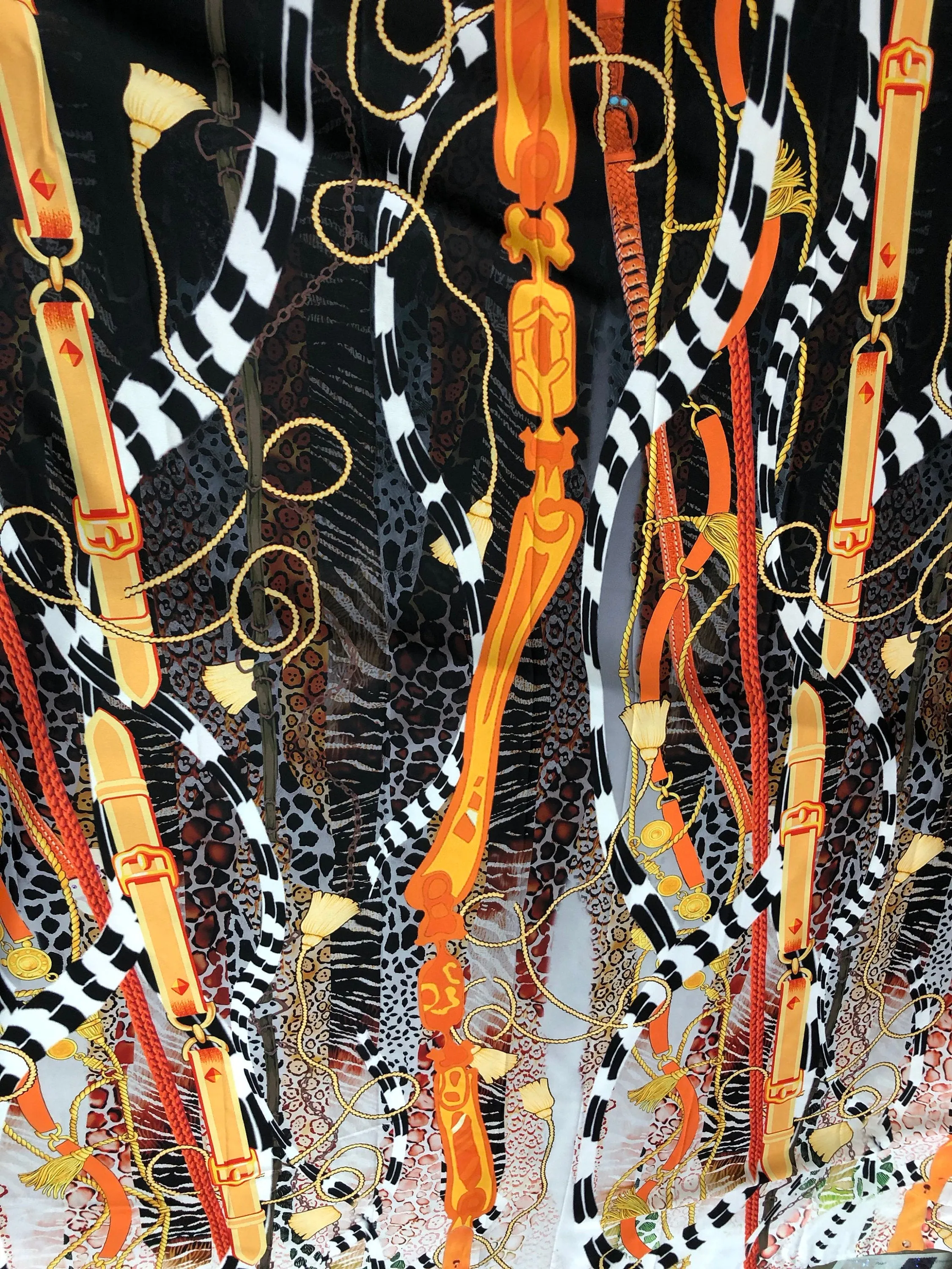Satin charmeuse digital print 54&quot; wide     Beautiful burnt orange shades       Soft silky fabric sold by the yard
