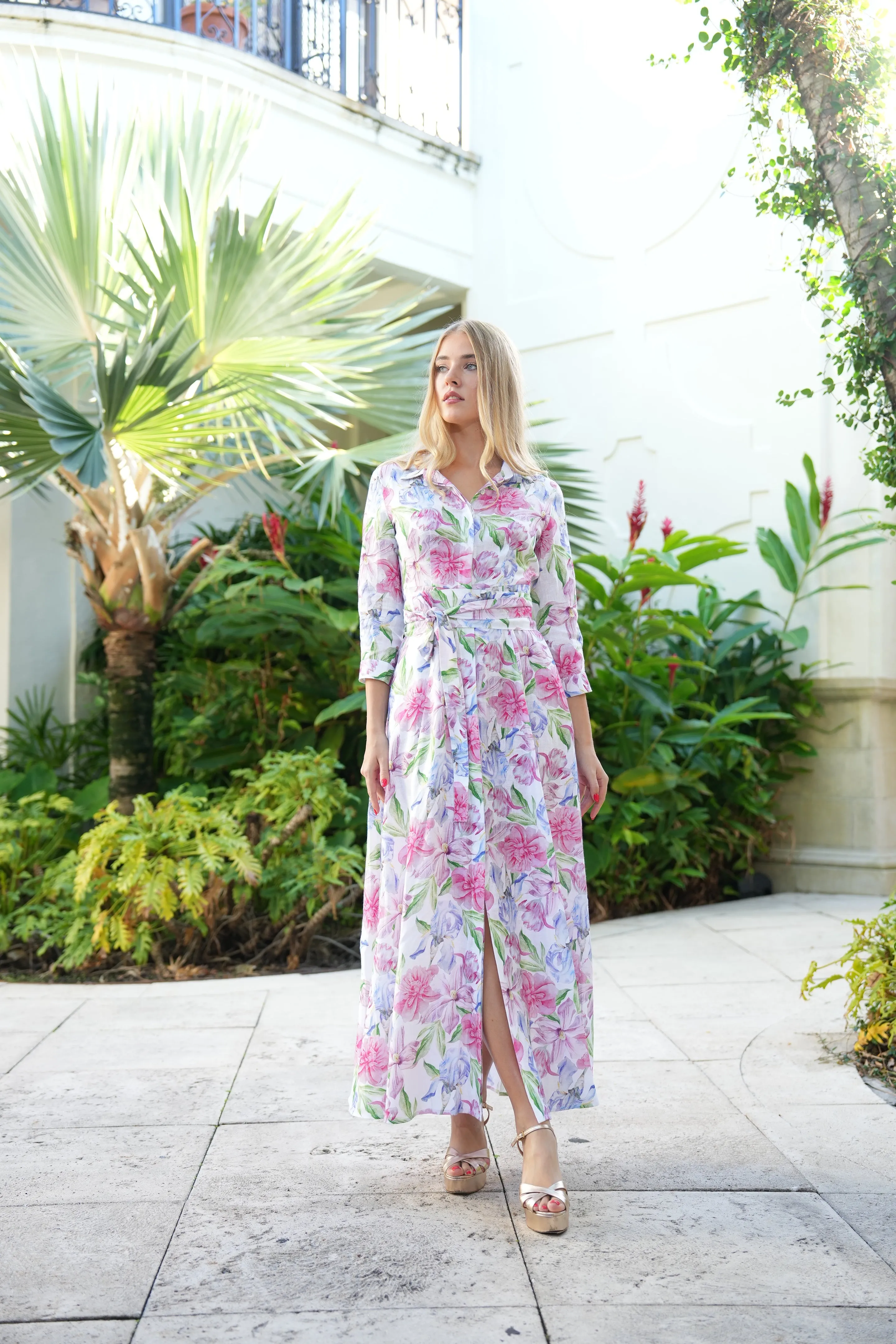 Shirt Dress New Linen Printed