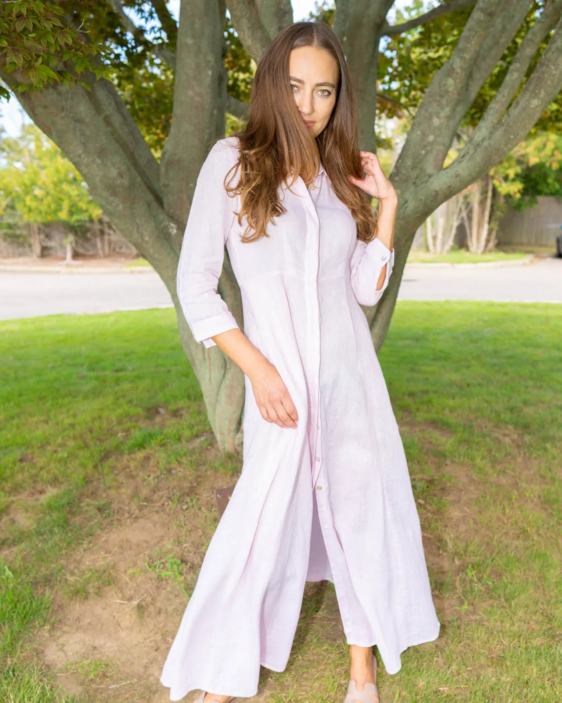 Shirt Dress New Linen Printed