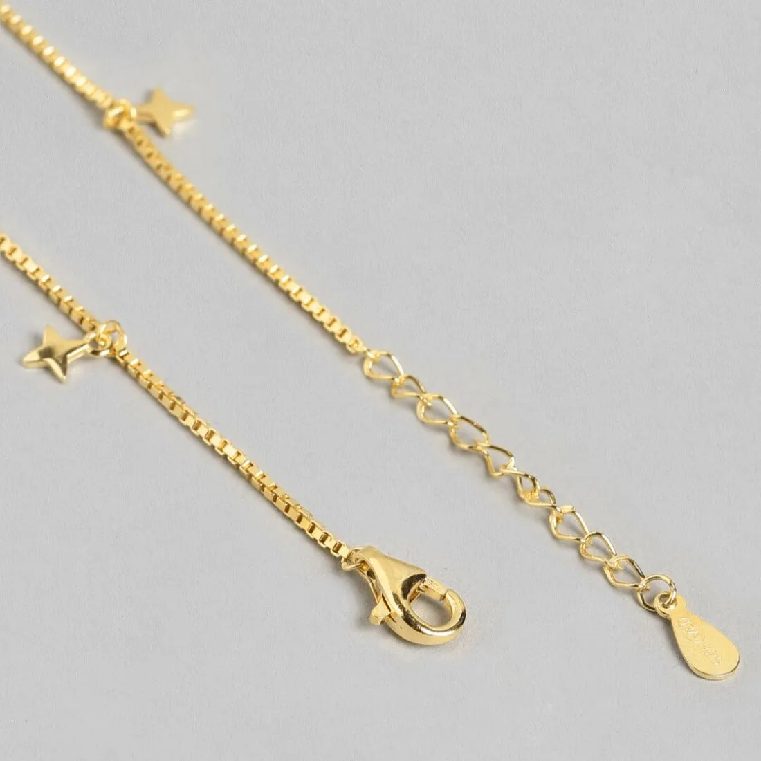 Starry Night 925 Sterling Silver Gold-Plated Star Pattern Anklets