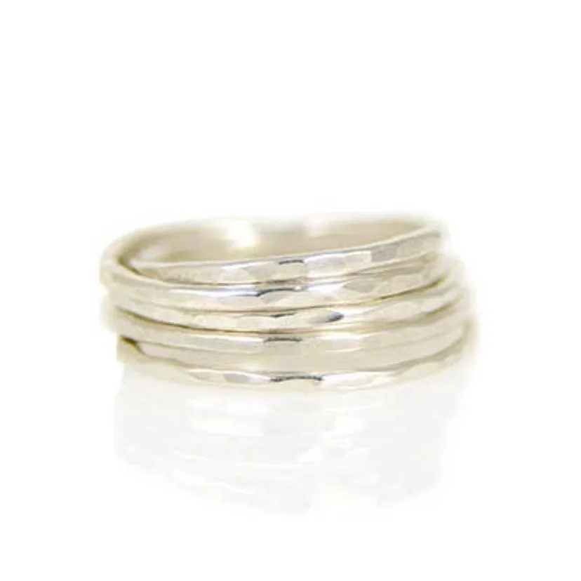 Thin Hammered Silver Ring
